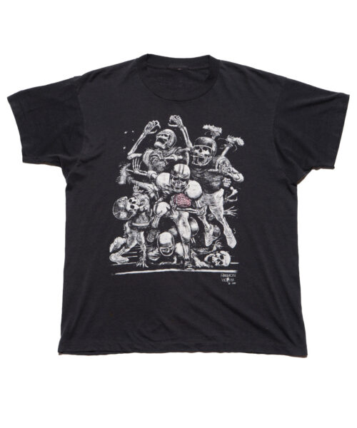 Vintage Fashion Victim Skeleton Football Tee