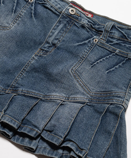 Alternative view of vintage-vanilla-star-denim-pleated-mini-skirt