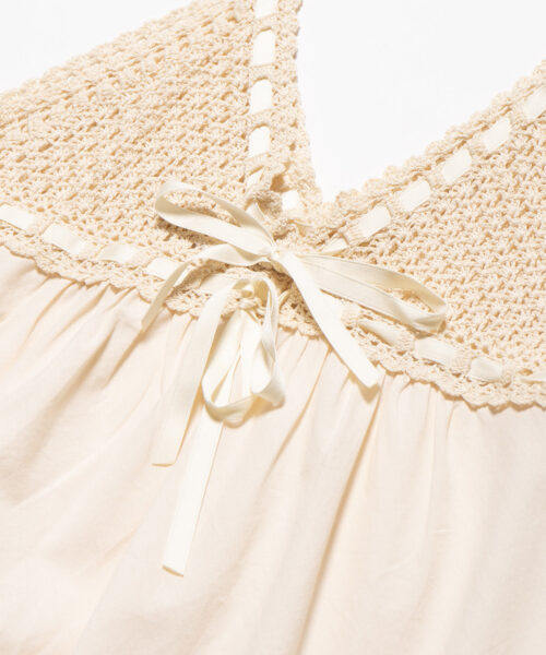 Alternative view of vintage-cotton-bodice-crochet-ribbon-midi-dress