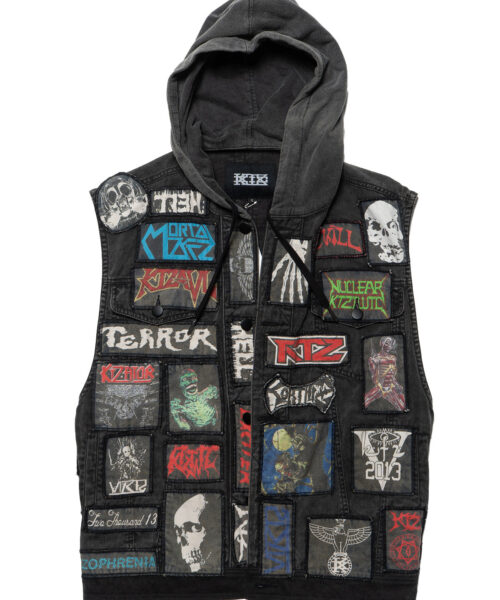 Vintage KTZ Crust Denim Vest With Hood