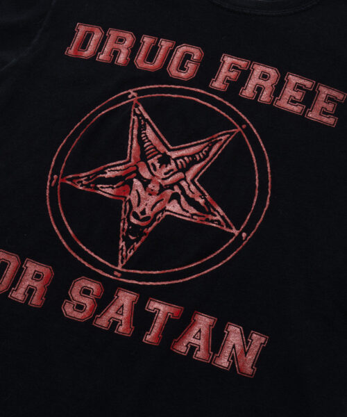 Alternative view of Vintage Drug Free For Satan Tee