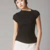 Rib Asymmetrical Cap Sleeve