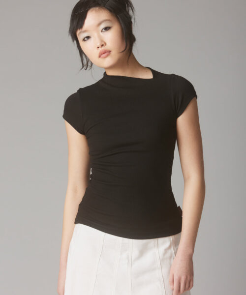 Rib Asymmetrical Cap Sleeve