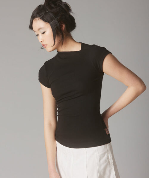 Alternative view of Rib Asymmetrical Cap Sleeve